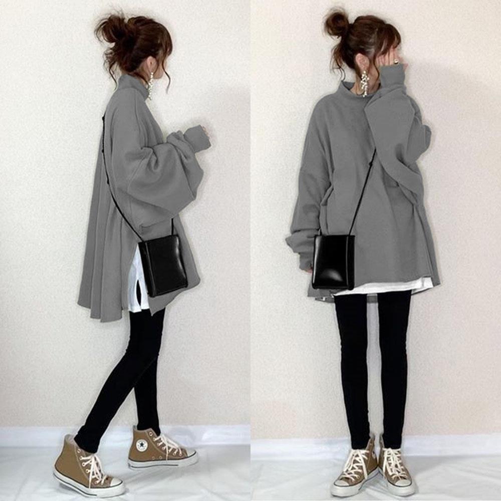 2024 Autumn/Winter Women's Japanese Style Pullover: 8 Solid Colors, Fake Two-Piece Design