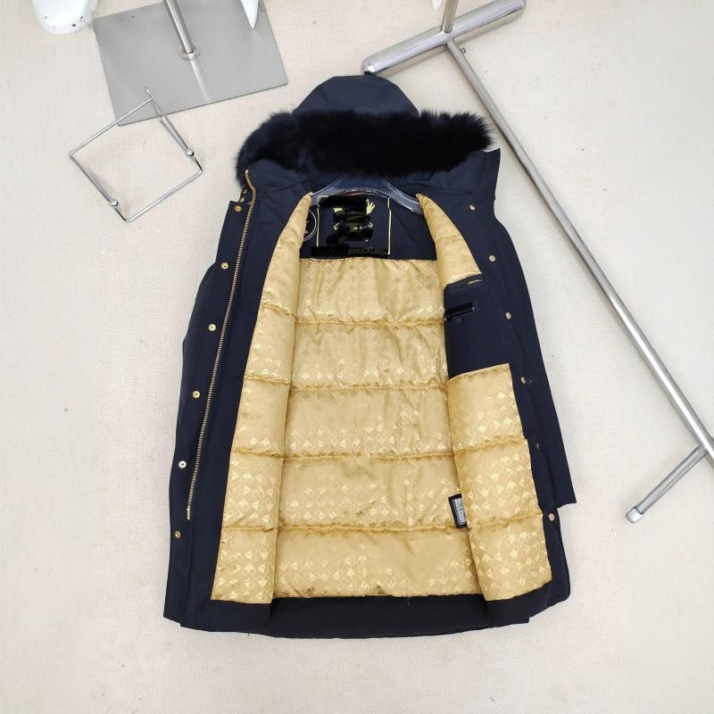 Womens Mid-Length Down Coat With Real Rabbit Fur Collar Winter 2026 Warm Puffer Jacket 81-85% Duck Fill