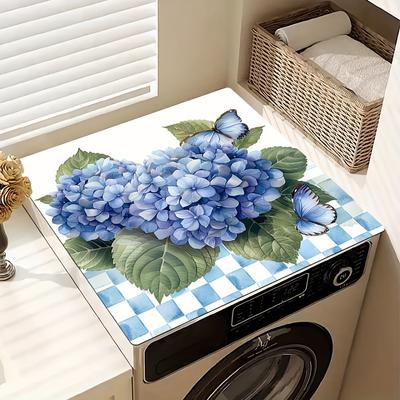 1Pcs Rubber Drying Mat With  Blue Flower  Print For Coffee Shop Restaurant Kitchen Carpet Tableware Durable Diatom Mud Table Mat Pet Mat Coffeeware