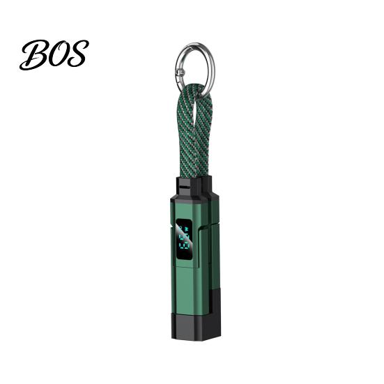 USB-A To USB-C Charger 65W 4 in 1 Keychain Cable, Fast Charging Data Cable LED Display with Display, 8-Pin/Type-C/USB-A/USB-C, Portable Keyring