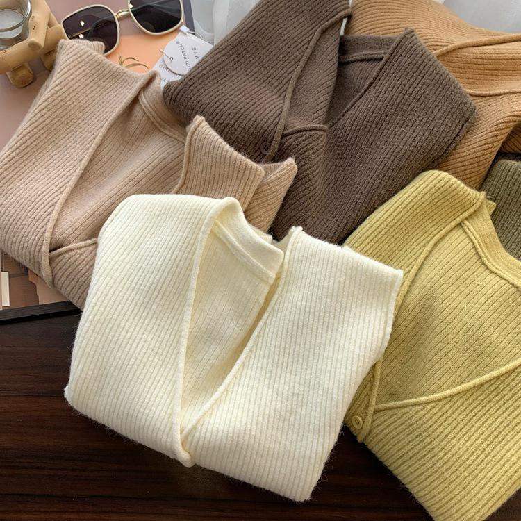 Autumn 2025 Korean Style V-Neck Loose Fit Sleeveless Cardigan Vest