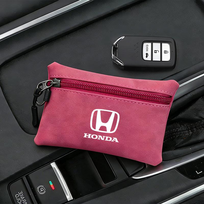 Leather Car Key Case Keychain Mini Storage Bag Zippered For Honda Jazz Pilot CRV Odyssey City Shuttle HRV CRX Civic FIT Accord XD9