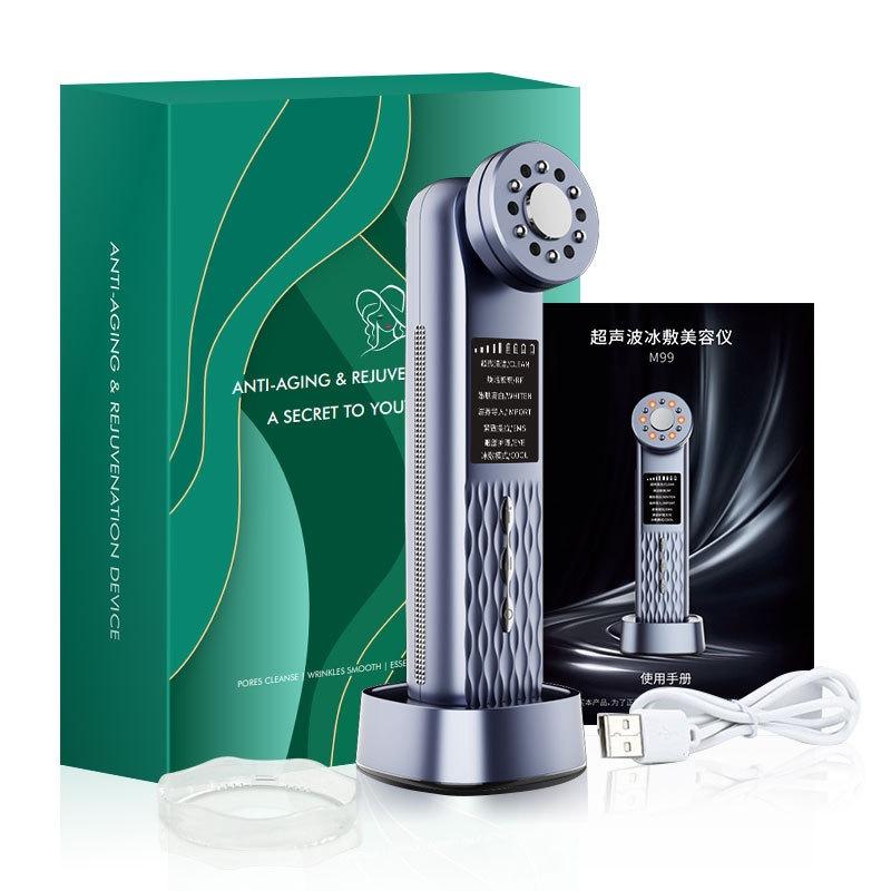 M99 Ultrasonic Ice Compress Beauty Instrument Household Cinema Grade Light Pattern Wrinkle Removal Lifting Firming Facial Massage Introducer