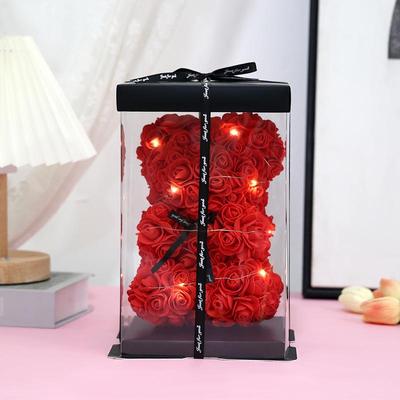 Valentine's Day Preserved Rose Bear - Creative Little Bear Gift with Foam Flowers.