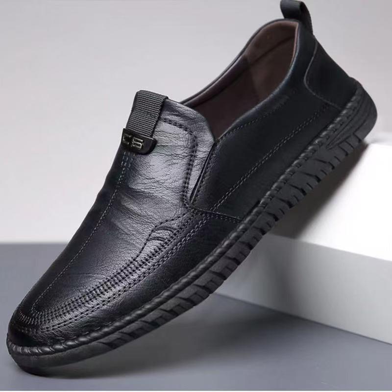 Men's Super Soft Leather Shoes One Pedal Non-slip Explosive Casual Shoes Wear-resistant Soft Sole Soft Surface Versatile