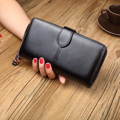 PU Leather Female Long Wallets Solid Color Purse Fashion Zipper Women's Money Coin Holder Wallet Ladies Clutch Purse Bolsa Mujer