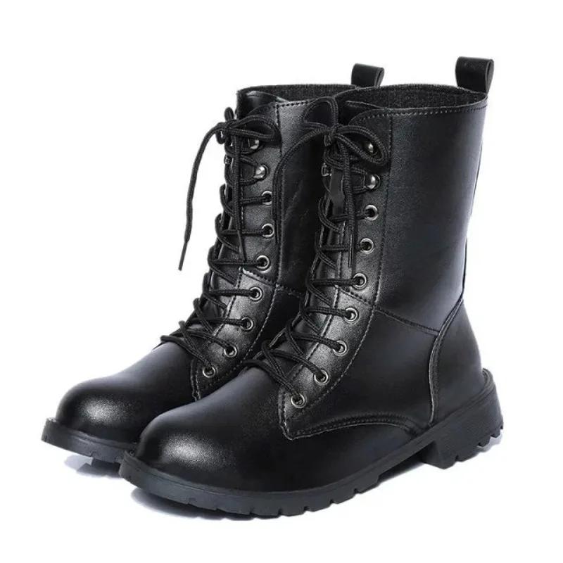 New Lace-up Women's Motorcycle Boots Women British Style Ankle Boots Gothic Punk Low Heel Classic Boot Female Shoes