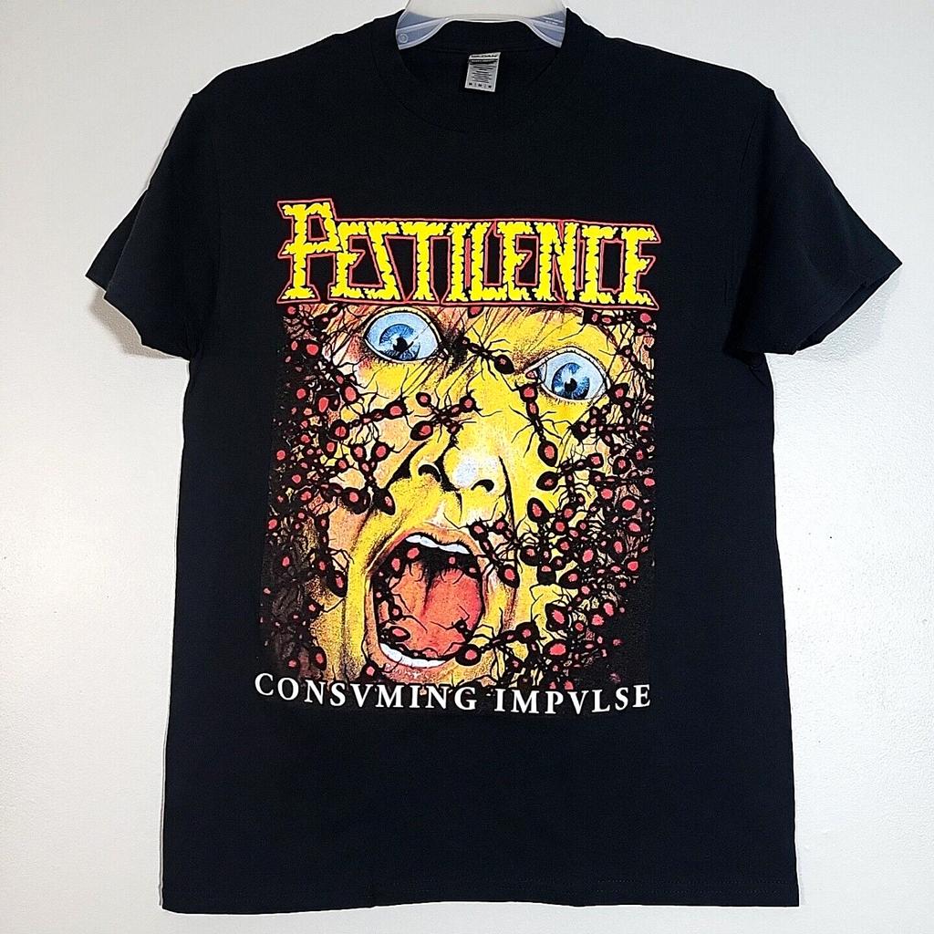 PESTILENCE Consuming Impulse M T-Shirt Media Nera Uomo Logo Band