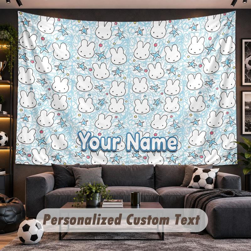 Wall Hanging Tapestry Custom NameMiffy Pattern Personalized Printed Fabric Wall Decor