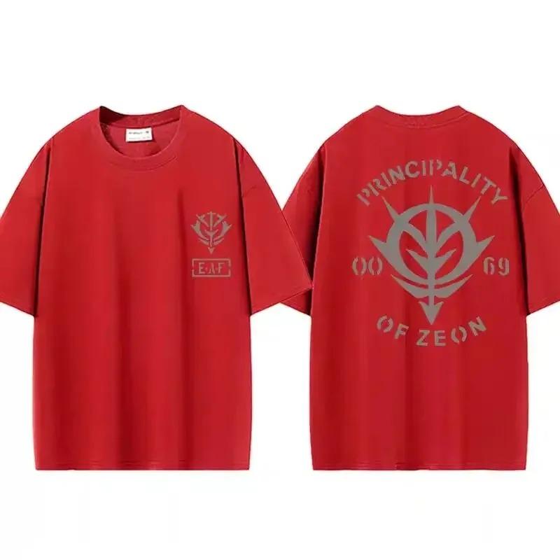 Японское Аниме Gundam Футболка Char Aznable Zaku Империя Zeon Мужская Женская Хлопковая Футболка с Коротким Рукавом Дышащая Удобная 4XL