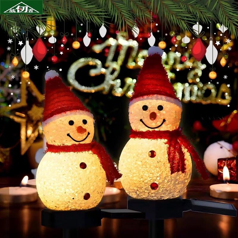 Solar Powered Blue Hat Snowman Lawn Stake Light