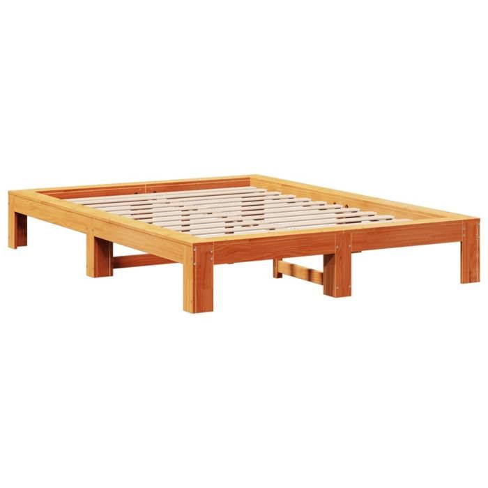 VidaXL Cadre de lit sans matelas cire marron 140x190cm bois pin massif 3308746