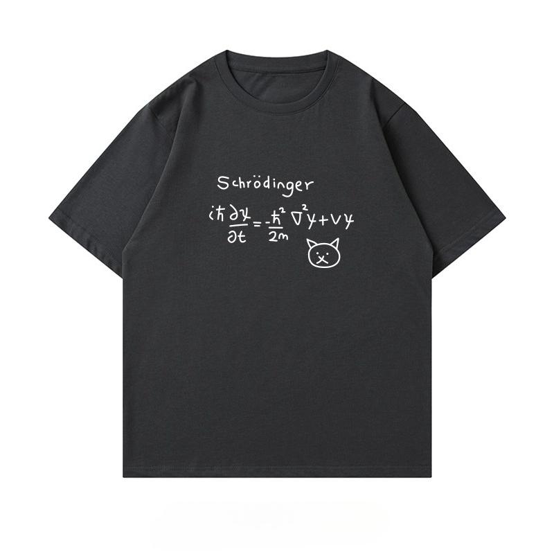 2025 Summer New Schrodinger's Cat Pattern Printed and Fashionable Short-sleeved Streetwear for Men and Women