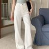 Black-Gray High-Waisted Wide-Leg Jeans for Women - Velvet-Lined, Thick, Loose-Fit, Slimming, Straight-Leg, Floor-Length, Petite, Trendy Pants