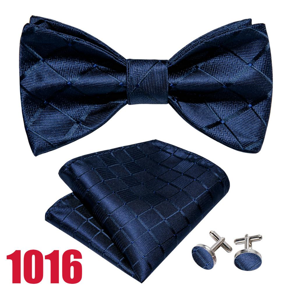 

Barry.Wang Мужской модный галстук-бабочка в полоску в клетку с узором пейсли, набор носовых запонок с завязками LH-1016