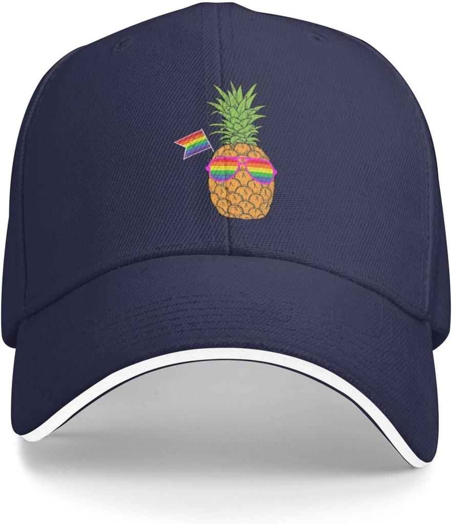 Pineapple LGBT Pride Rainbow Flag Baseball Cap Polyester Adjustable Casual Unisex Adult Hat