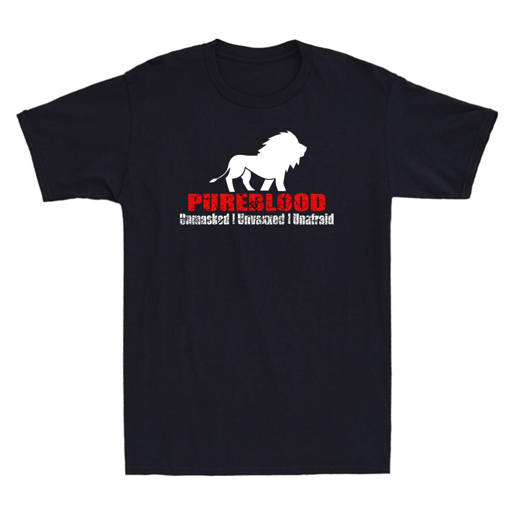 Pureblood Unmasked Unvaxxed Unafraid Funny Vaccine Joke Gift Vintage Men T-shirt S