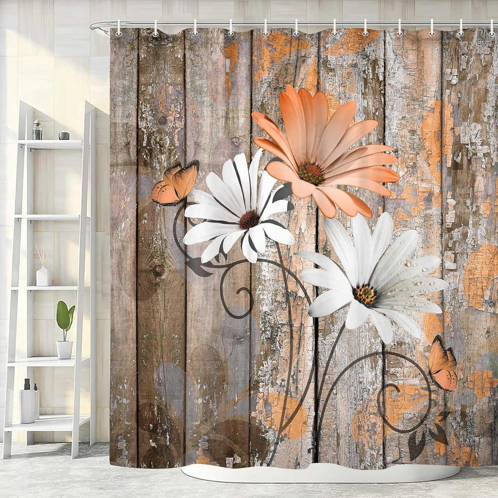 Chrysanthemum 3D Print Waterproof Polyester Shower Curtain