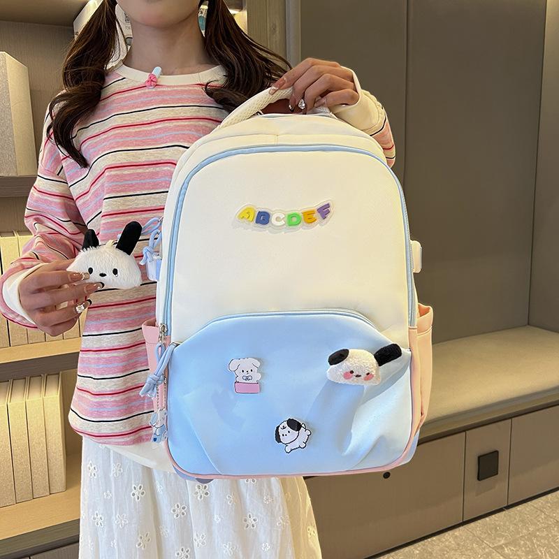 Schoolbag Japanese Ins Student Schoolbag Small Fresh and Sweet Contrasting Color Versatile Backpack Mori Girl Backpack Light
