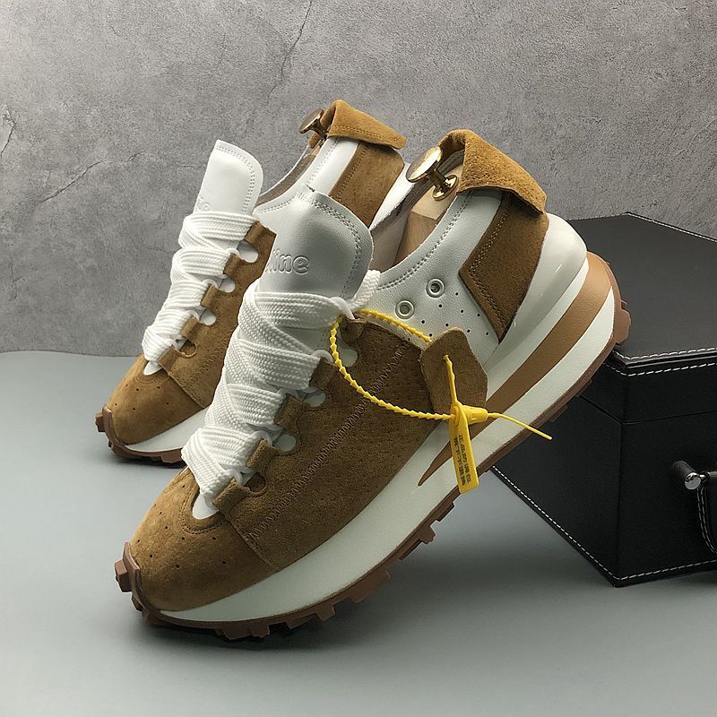 Chunky Sneakers Men Soft Sole Running Trainers Microfiber Leather Breathable Height Increased Platform Board Shoes