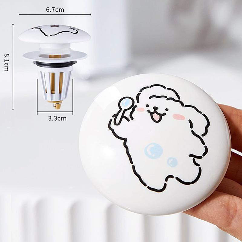 Durable Ceramics Bathroom Sink Plug Stopper Drain Stopper Anti-Odor Bathroom Sink Drain Plug Pressure Drain Filter Universal