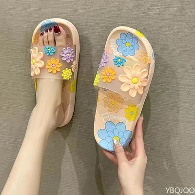 Ladies' Slippers Summer Sunflower New Flat Bottomed Bathroom Anti Slip Outer Wear Couple Soft Soled Beach Sandals Flat Bottomed