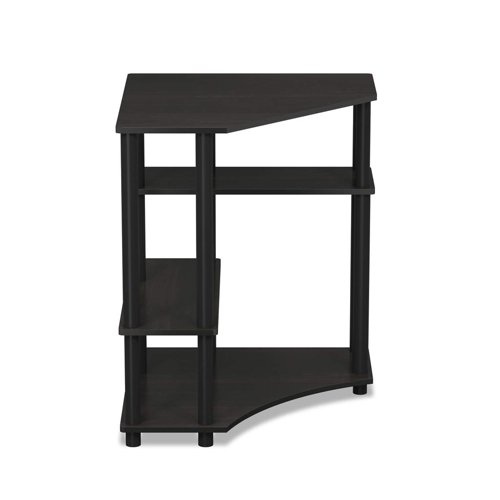 Furinno Corner with Shelf Japanese Turn-N-Tube Desk, Espresso/Black, Space-Saving, [Official Import]