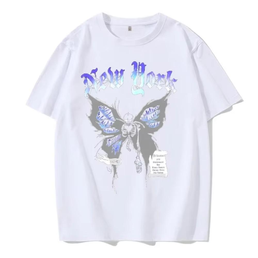 Summer Men's Fashionable Butterfly Print Casual Hip-hop Street Style Men's Round Neck T-shirt
