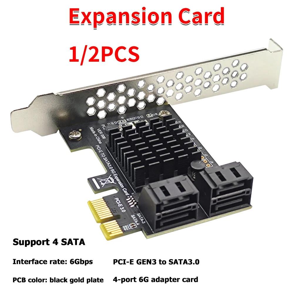 Hard Disk Drive SSD Adapter Card 4 Port SATA III PCIe Expansion Card 6Gbps SATA To PCI-e 1X Controller with Bracket