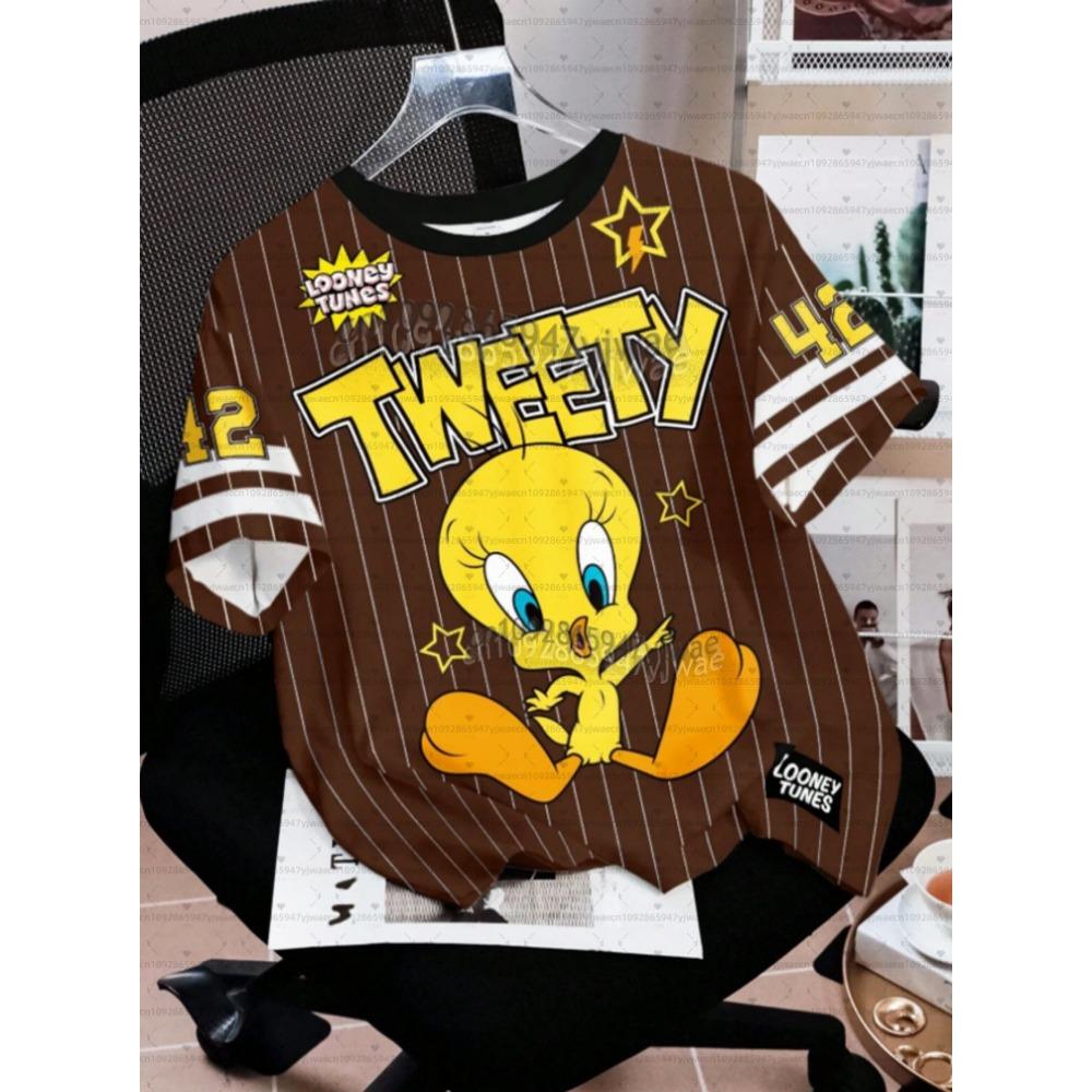 2026 Cartoon Duck Tweety Rabbit Print Men Women's Short Sleeve T-Shirt Casual 3d Print Summer Kids Parent Sport Tops T-shirt Tee