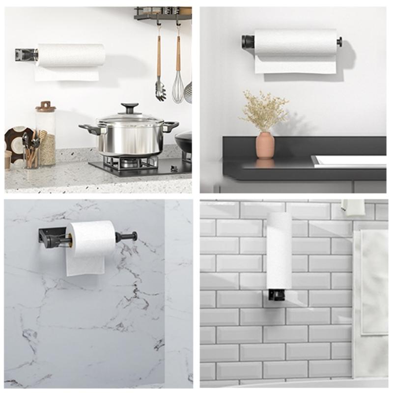Paper Towel Dispenser Strong Adhesive Kitchen Paper Hold with Damping Effect