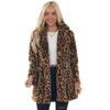 Langärmlige Winterjacke aus Plüsch für Damen mit Leopardenmuster