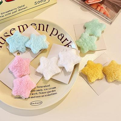 10Pcs Girl Hairpin Plush Star Shape Bang Hair Clips Stable Clamping Force Macaron Color Hair Pin Autumn Winter Accessories