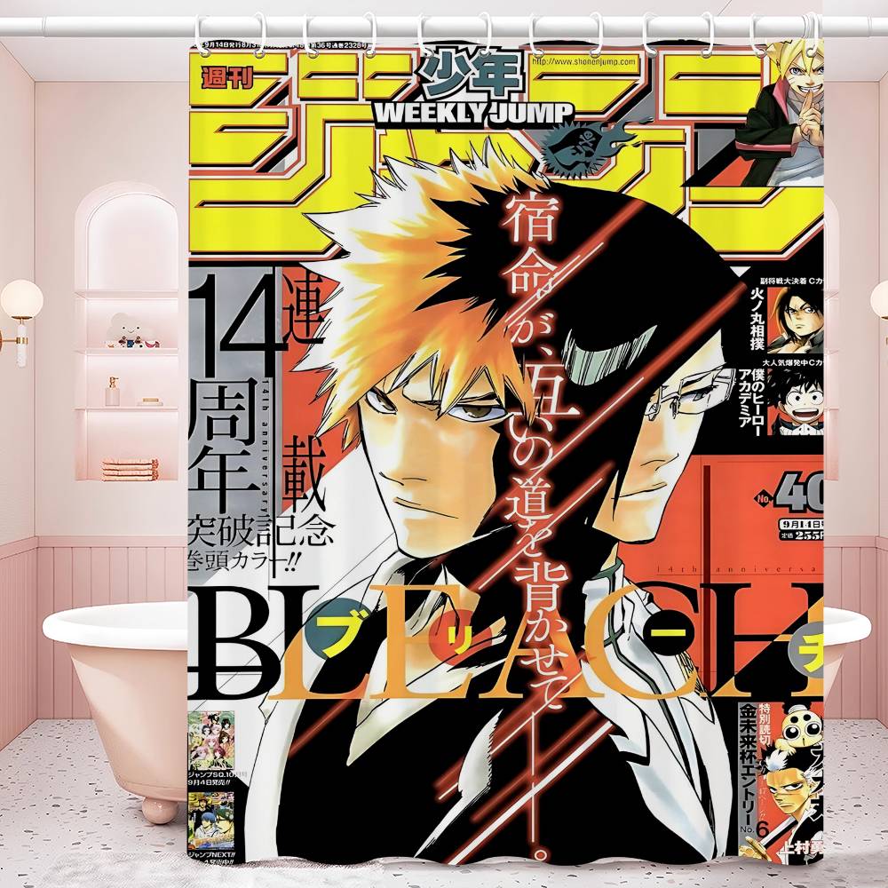 Anime Bleach Duschdraperi Badgardin Tryck Polyestertyg Vattentätt Badrumsgardiner med Krokar Badskärm