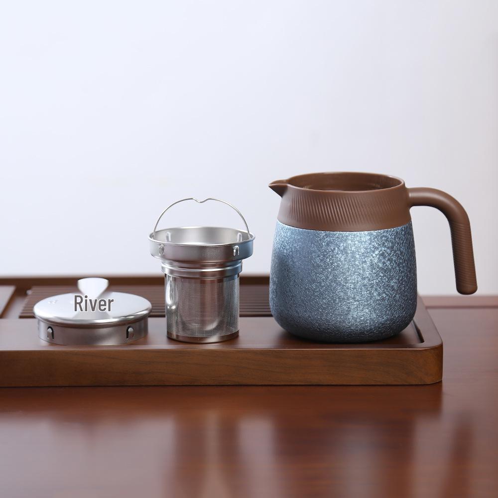 Large-Capacity Titanium-Plated Thermos Flask with Tea Brewing and Separation for Health Preservation