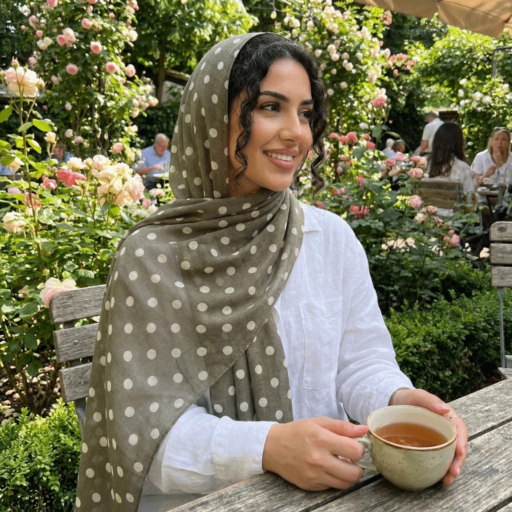 Versatile Cotton Long Scarf Breathable Classic Pattern Headscarf New Style Polka Dot Shawl Travel