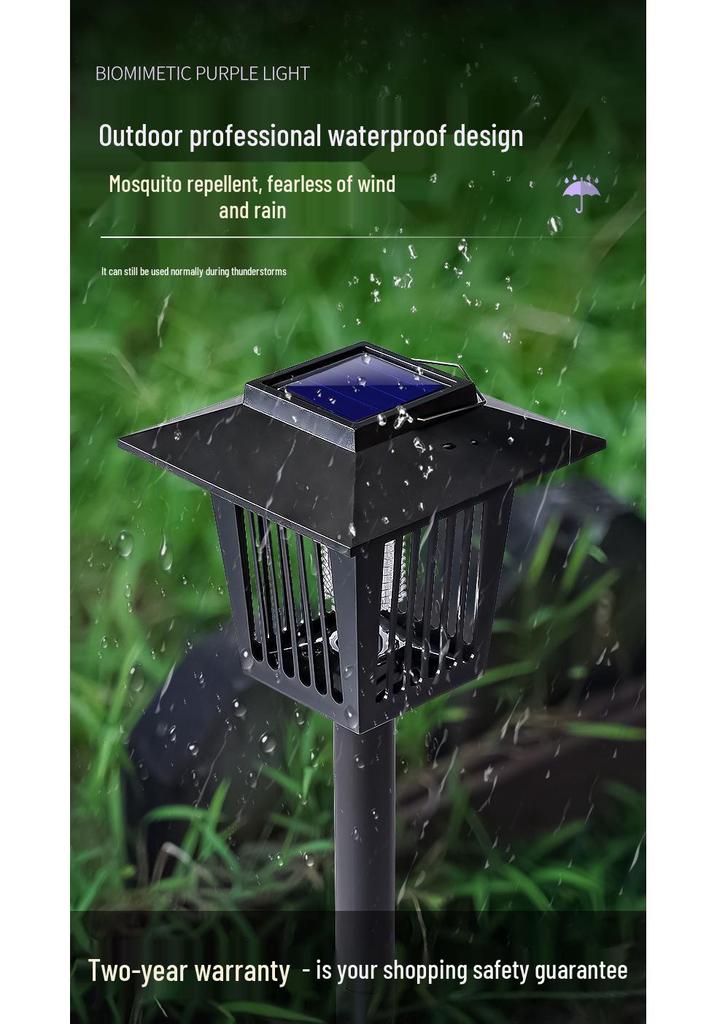 Waterproof Outdoor Solar Mosquito Killer Lamp for Home & Camping - Electric Shock Repellent Device