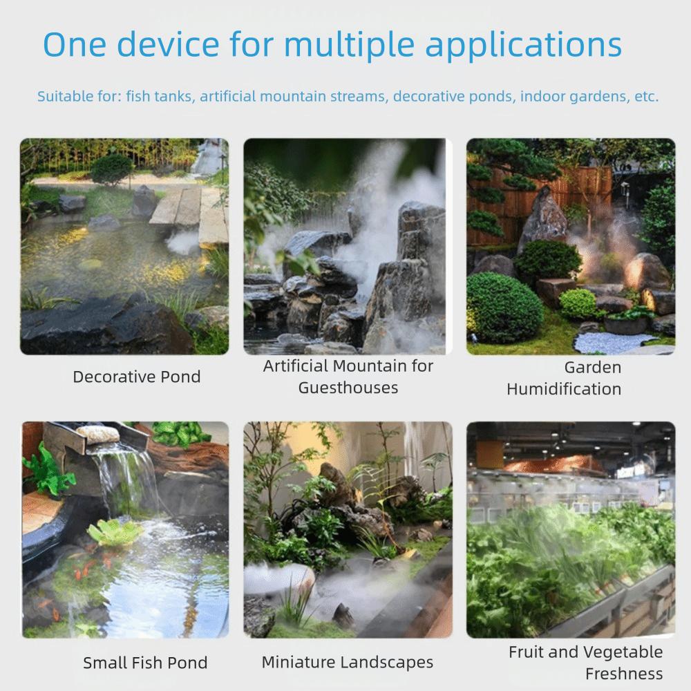 Colorful Light Landscape Mist Maker Ultrasonic Atomizing Head Nebulizer Ultrasonic Fogger Indoor Landscaping Pond Decor