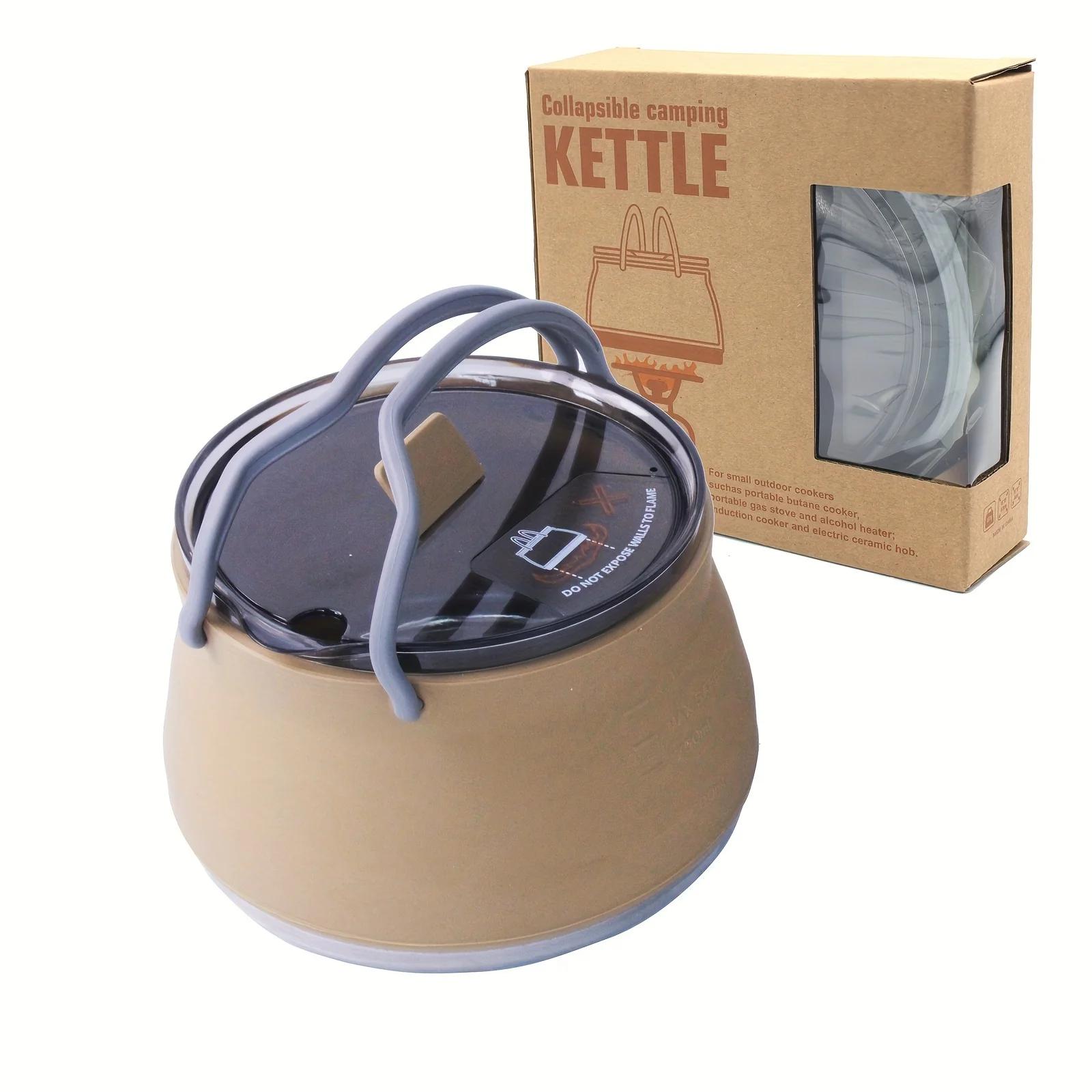 

Collapsible Camping Kettle For Hiking, Backpacking & Outdoors, Folable Pot With Lid хакі