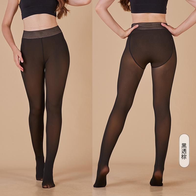 High-quality Skin-penetrating Leggings, Outer Wear Fleece Thickened Pantyhose, Women's Autumn and Winter Warm Large-size Integrated Pants