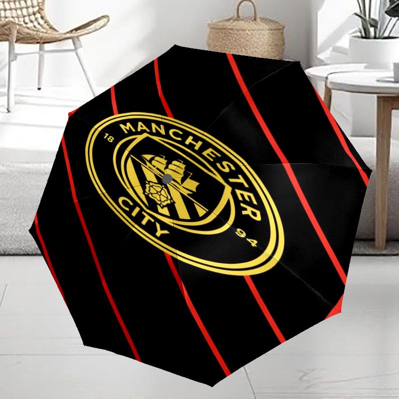 Manchester City Theme Automatic Umbrella, Lightweight & Portable, 8 Rib, Perfect for Outdoor Travel, Birthdays, Christmas, Gifts.