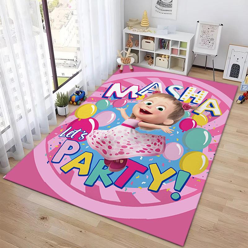 Russian animation Masha and the Bear Fairy Tale Cartoon Carpet Soft Home Living Room Bedroom Door Mat Outdoor Picnic Ground Mat rug T4