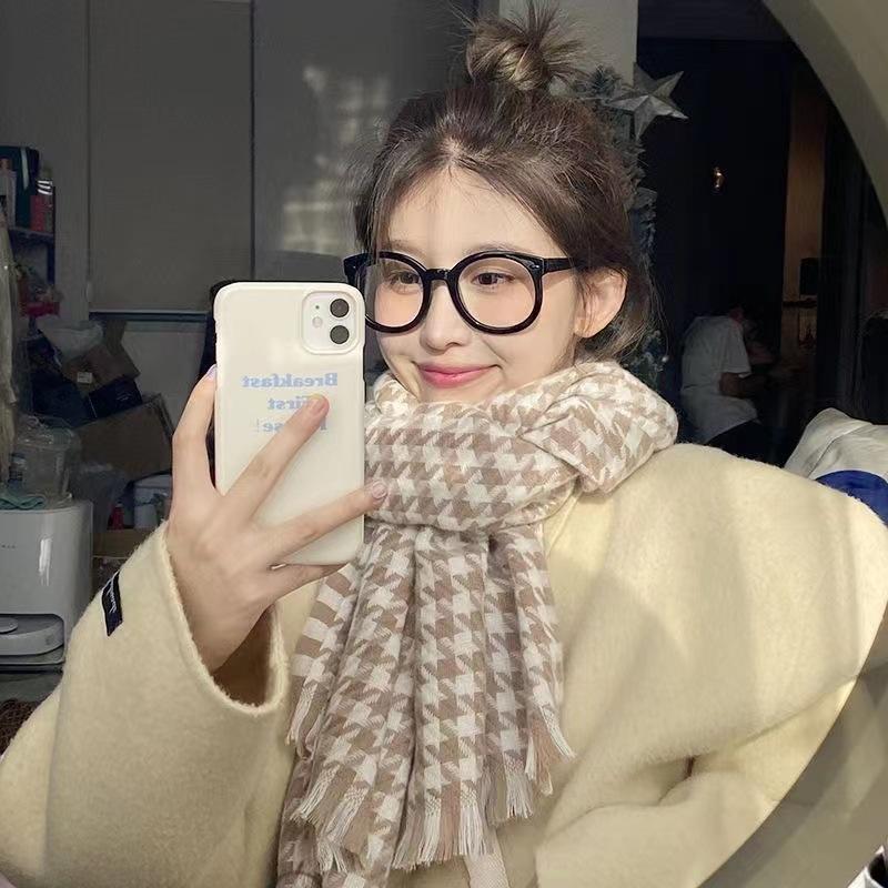 New Scarf Women's Winter Japanese and Korean Style All-match Plaid Warm Thickened Couple Scarf Student Shawl
