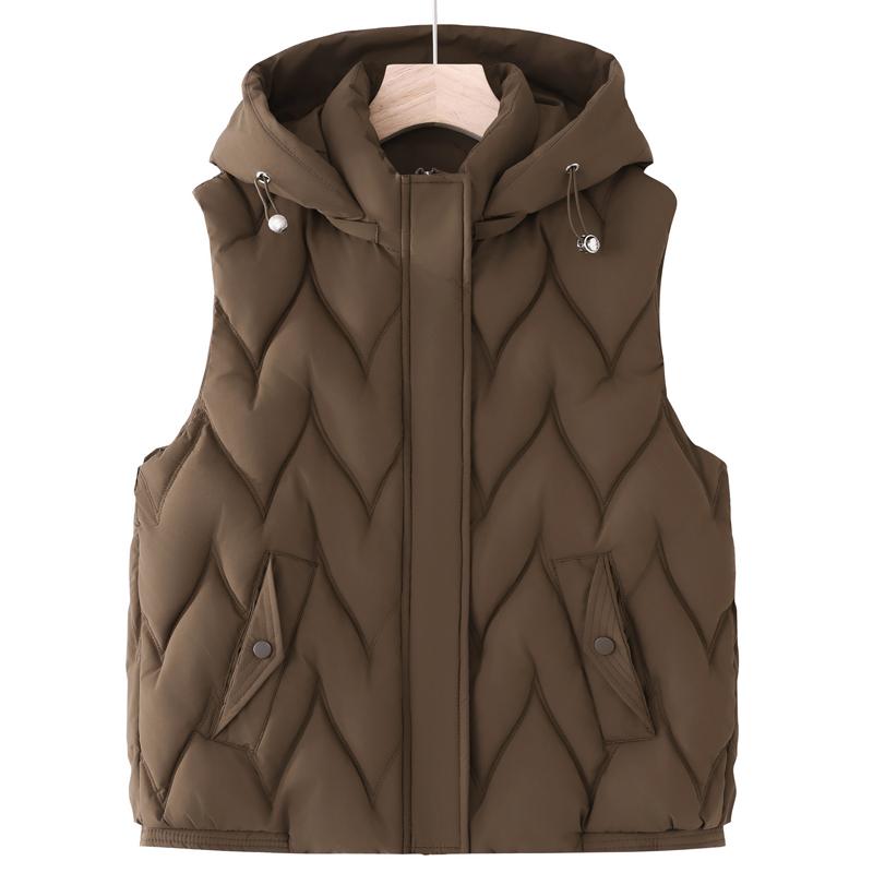 Gilet Invernale da Donna con Cappuccio Caldo Spesso Piumino Senza Maniche Donna Cappotti Corti Casual