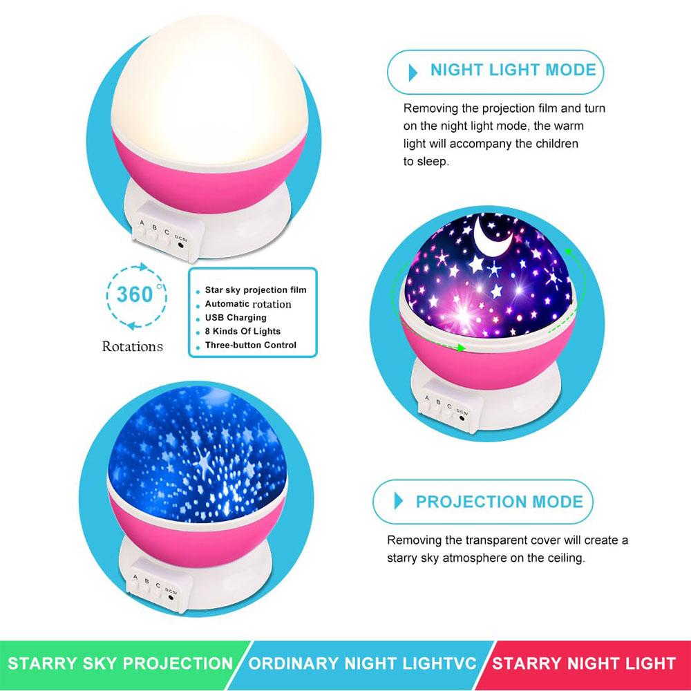Star Projector Night Light Lamp Fun Gifts for Girls and Boys Rotating Star Sky Moon LED Light Projector for Kids Bedroom Decor