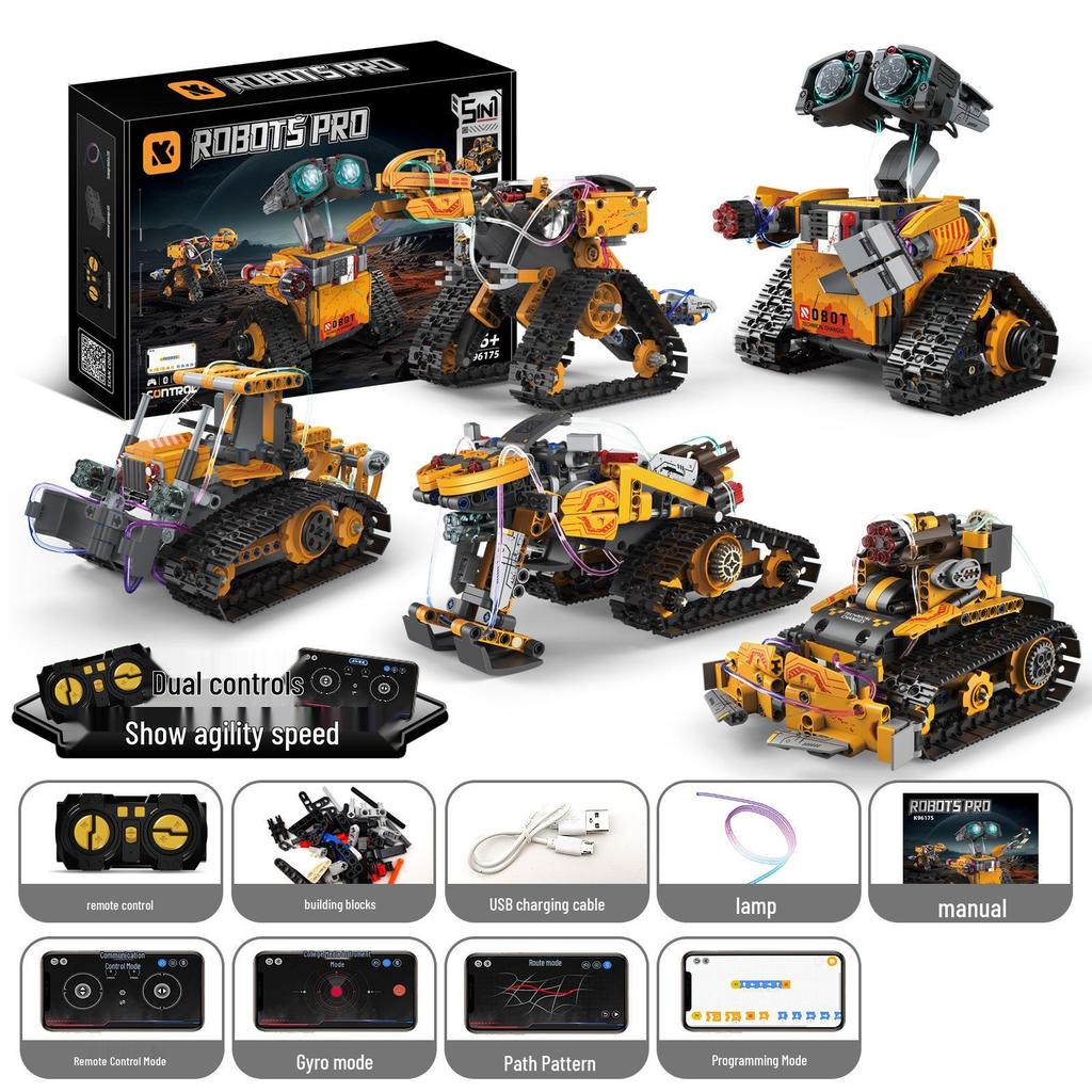 5-in-1 Remote Control Wall-E Robot Building Kit, Compatible with Lego, for Electric Science Education