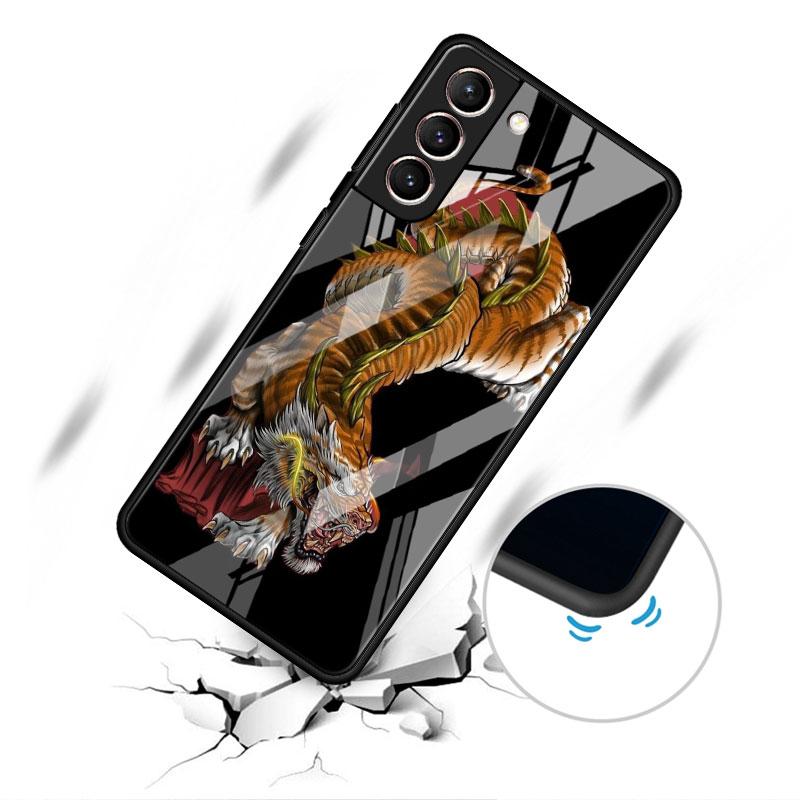 Husă de Sticlă cu Animal Tigru Pentru Samsung Galaxy S22 S20 FE S21 Plus Husă Telefon S10 5G S9 Note 20 Ultra 10 Lite Carcasă