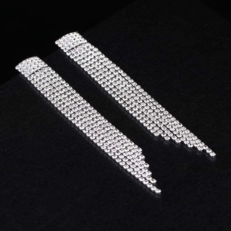 Classic Fashion Popular Earrings Women's Luxury Sparkling Diamond Tassel Exaggerated Earrings Earrings Bridal Wedding Accessories