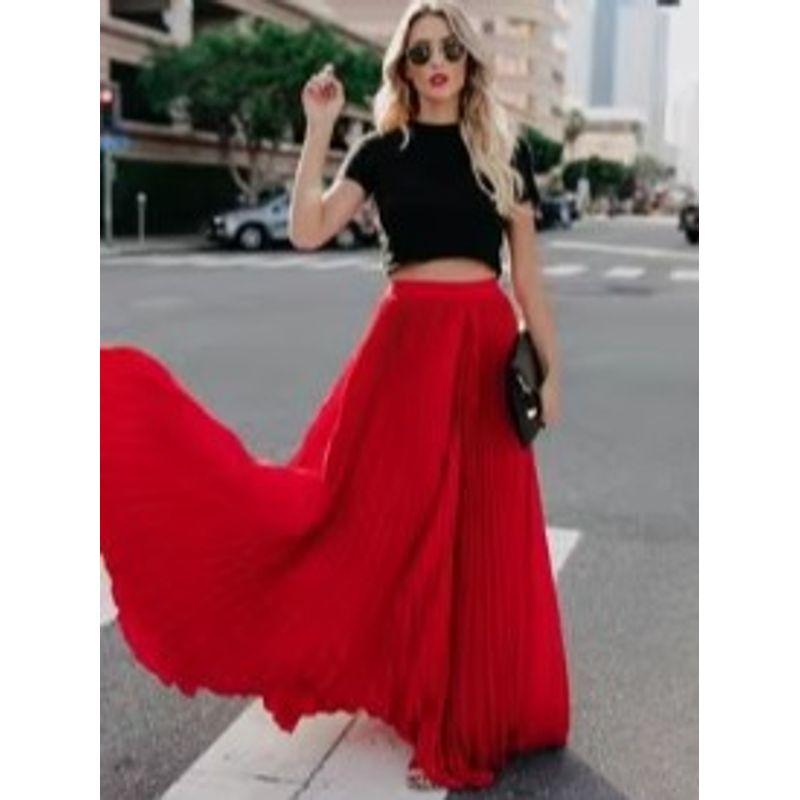 Solid Color Elastic Waist Half Length Skirt Pure Color Elastic Waist Skirt