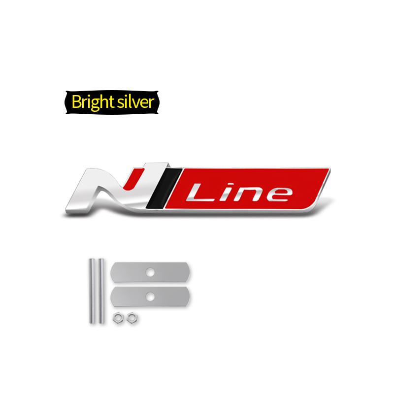Car-Styling Metal Stickers N LINE Emblem Grille Badge For Veloster Accent Kona Elantra Ix25 Ix35 i30 i20 Sonata Tucson Kona